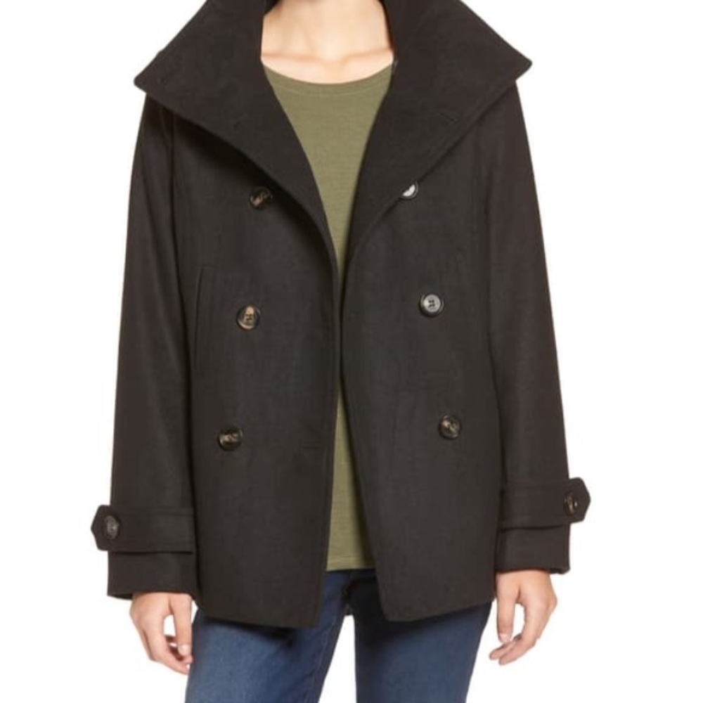 Black Double Breasted Peacoat